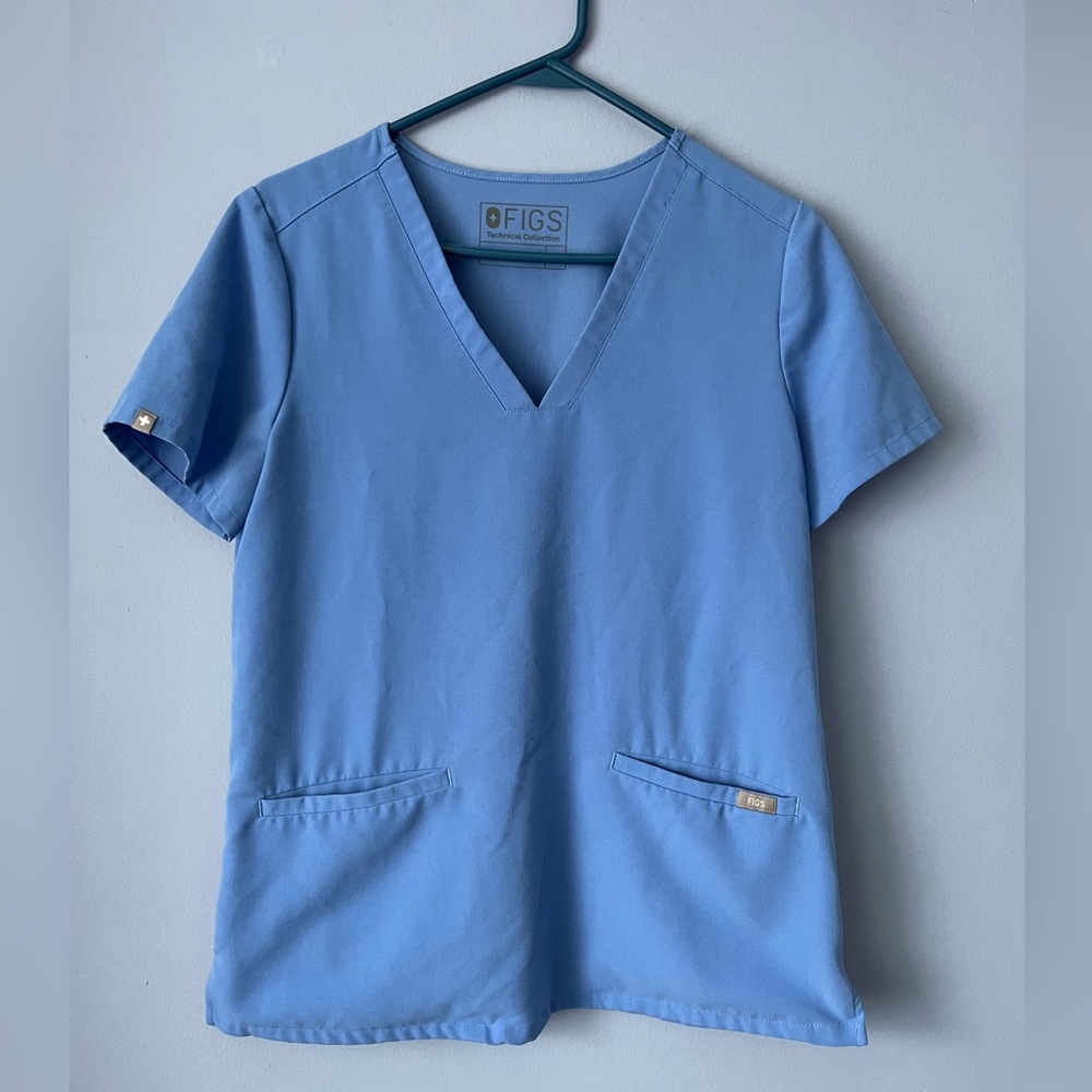 Figs Bundle Casma 3 Pocket Scrub Tops Celi Blue Small View 2